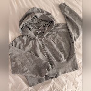 Joy Lab Cropped Full Zip Hoodie Gray Heather